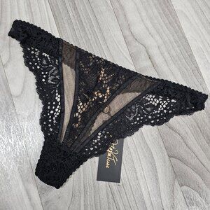 NWT Dita Von Teese Fauve Black G-String Thong Panty Size S